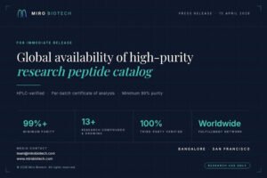 Miro Biotech Announces Global Availability of High-Purity Research Peptide Catalog
